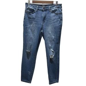 Judy Blue Relaxed Fit Distressed Jeans Women's Size 32 Blue Denim Style JB1271DK